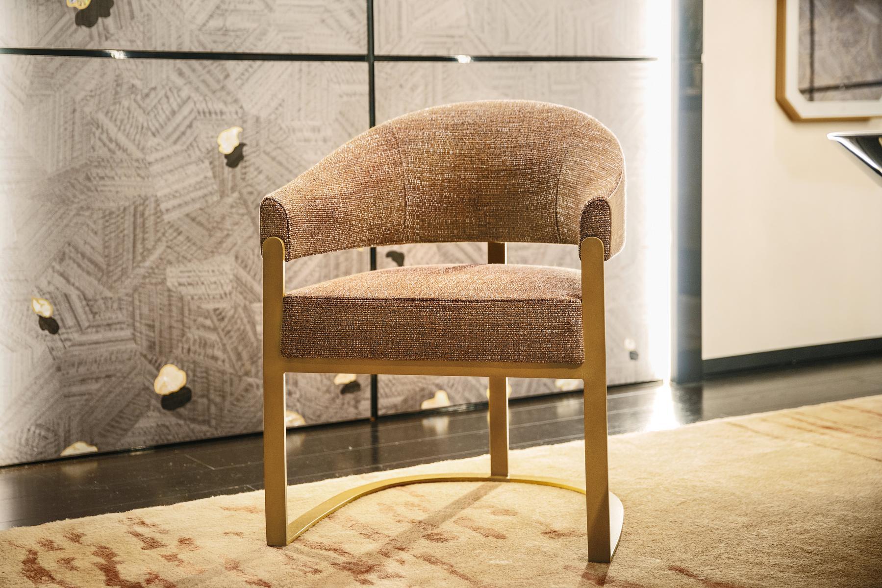 Upholstered leather chair with armrests | Ariston by Bruno Zampa