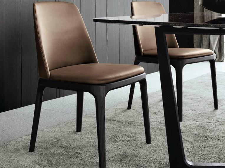 Upholstered leather chair | Grace by Poliform