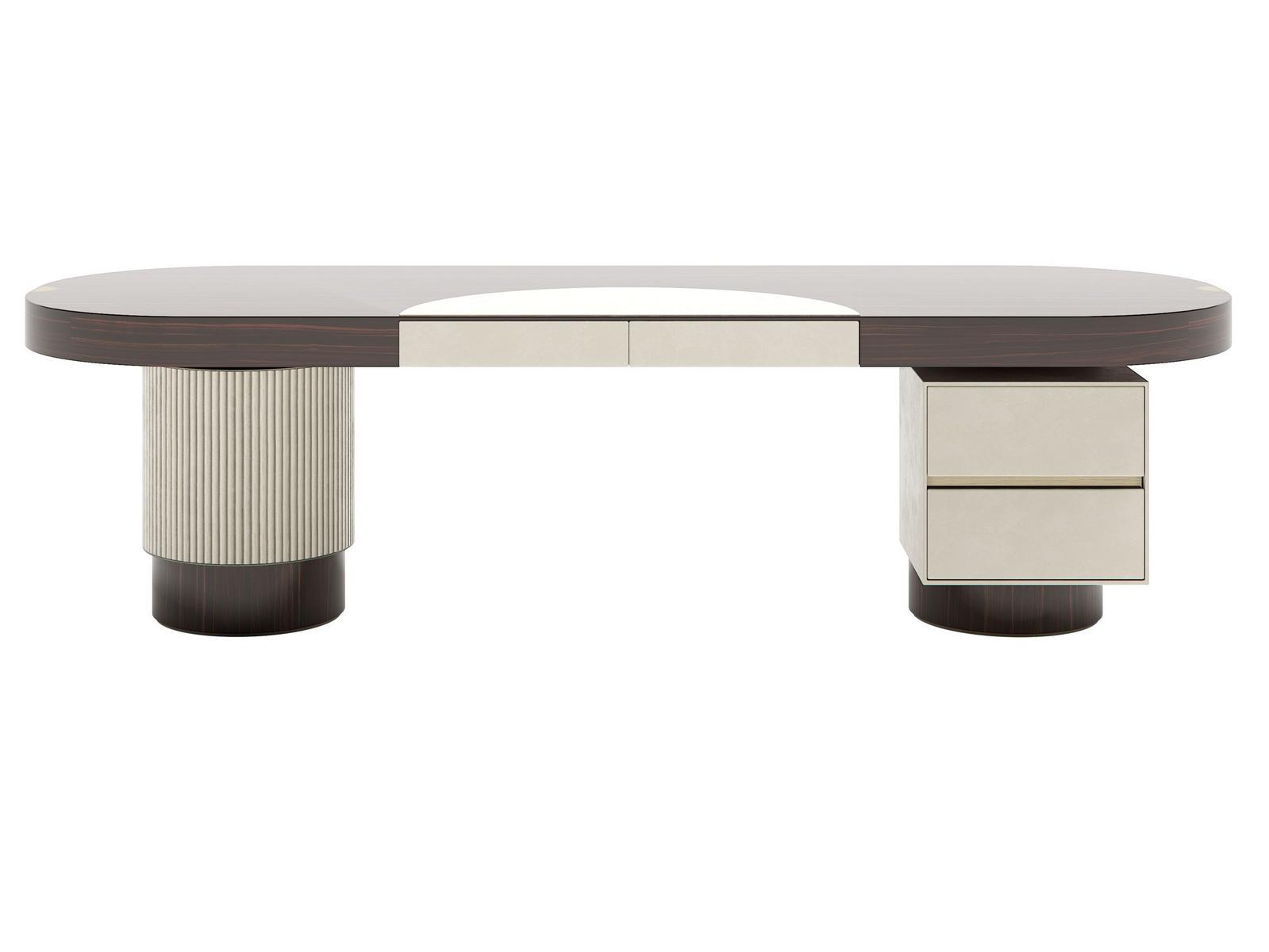 Oval wooden office desk with drawers | Olimpia by Capital Collection