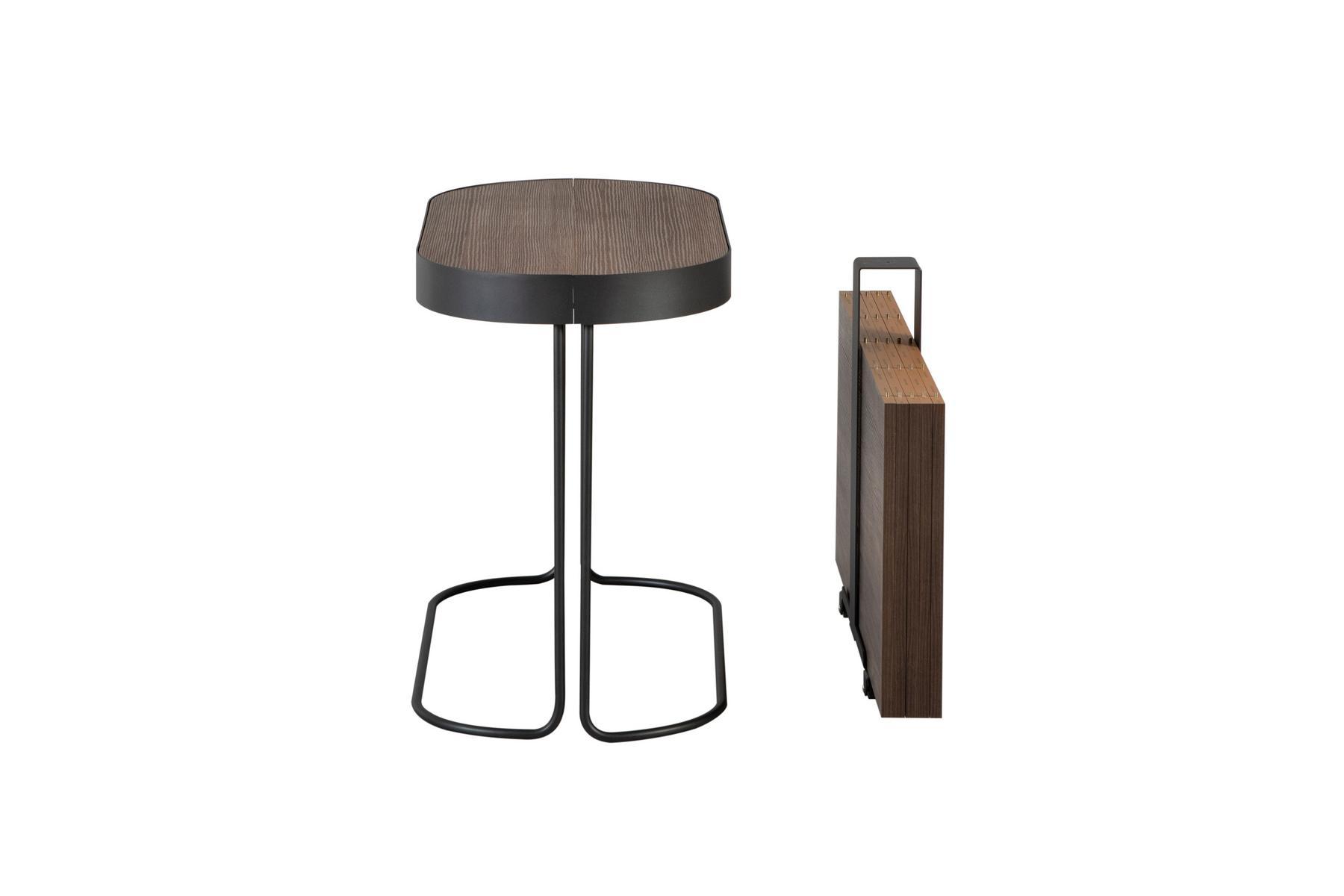 Extendable oval console in walnut and steel base | Cora by Tonin Casa