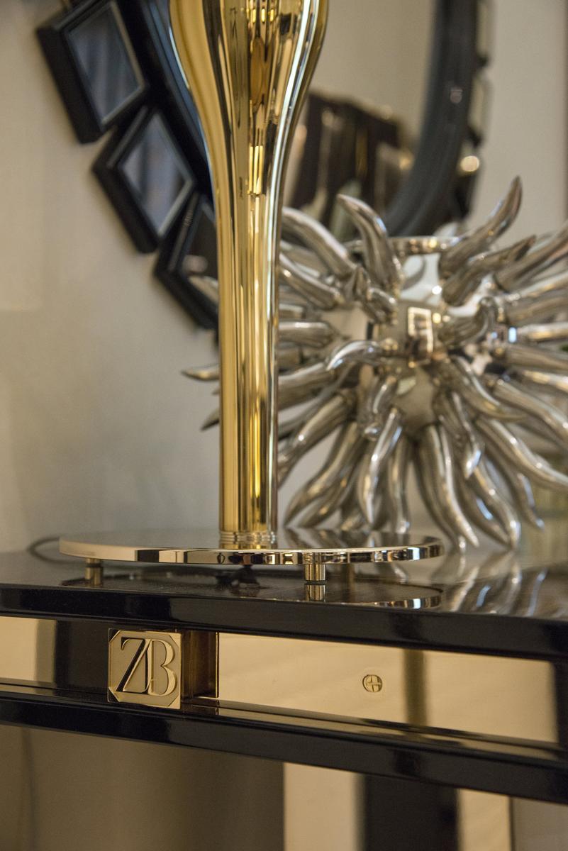 Rectangular console table in ebony and metal | Randolph by Bruno Zampa