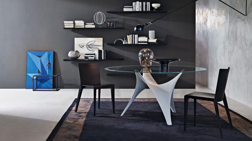 Round glass table | Arc by Molteni