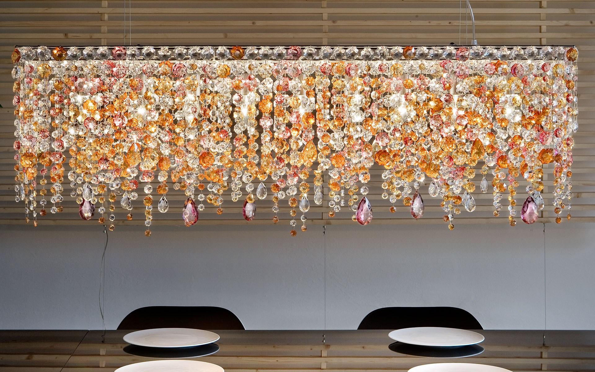 Incandescent painted metal pendant lamp with crystals | Impero & Deco Ve 895 S6 / S8 / S10 by Masiero