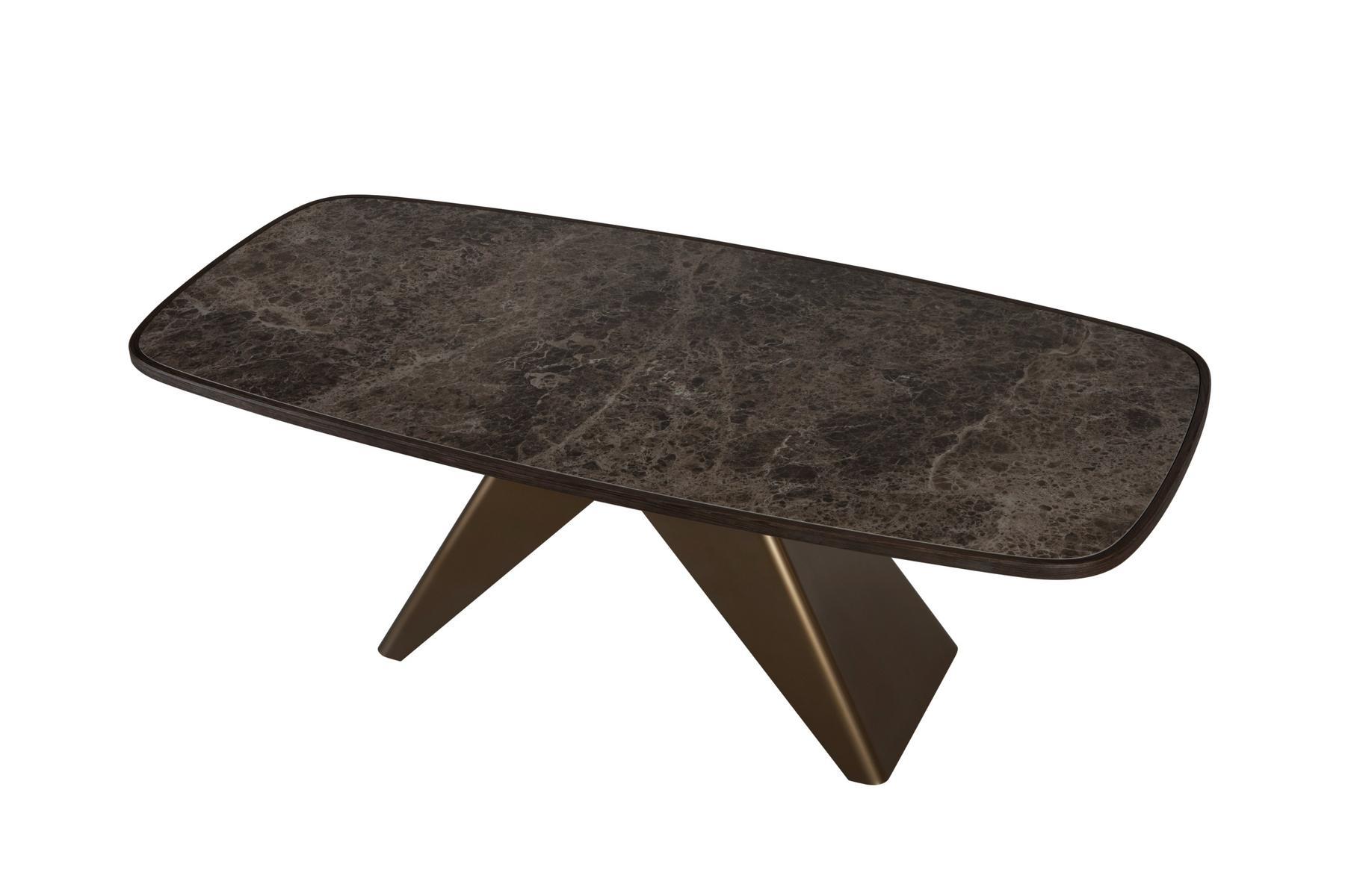 Rectangular table in porcelain stoneware and steel base | Maitre by Tonin Casa