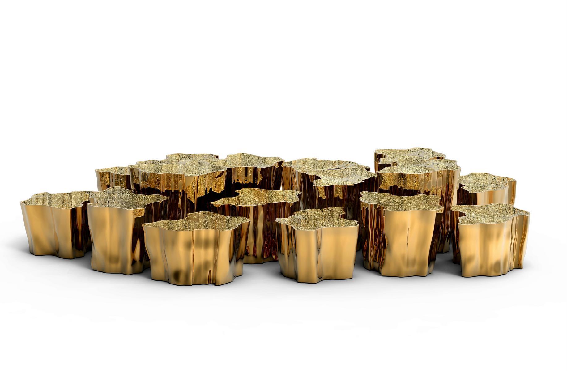 Brass coffee table for living room | Eden Series by Boca Do Lobo