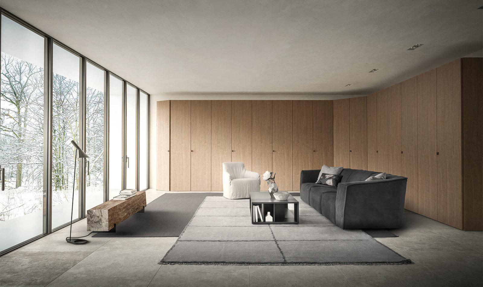 Modular veneer wardrobe with coplanar doors | Simple by ALF Dafre