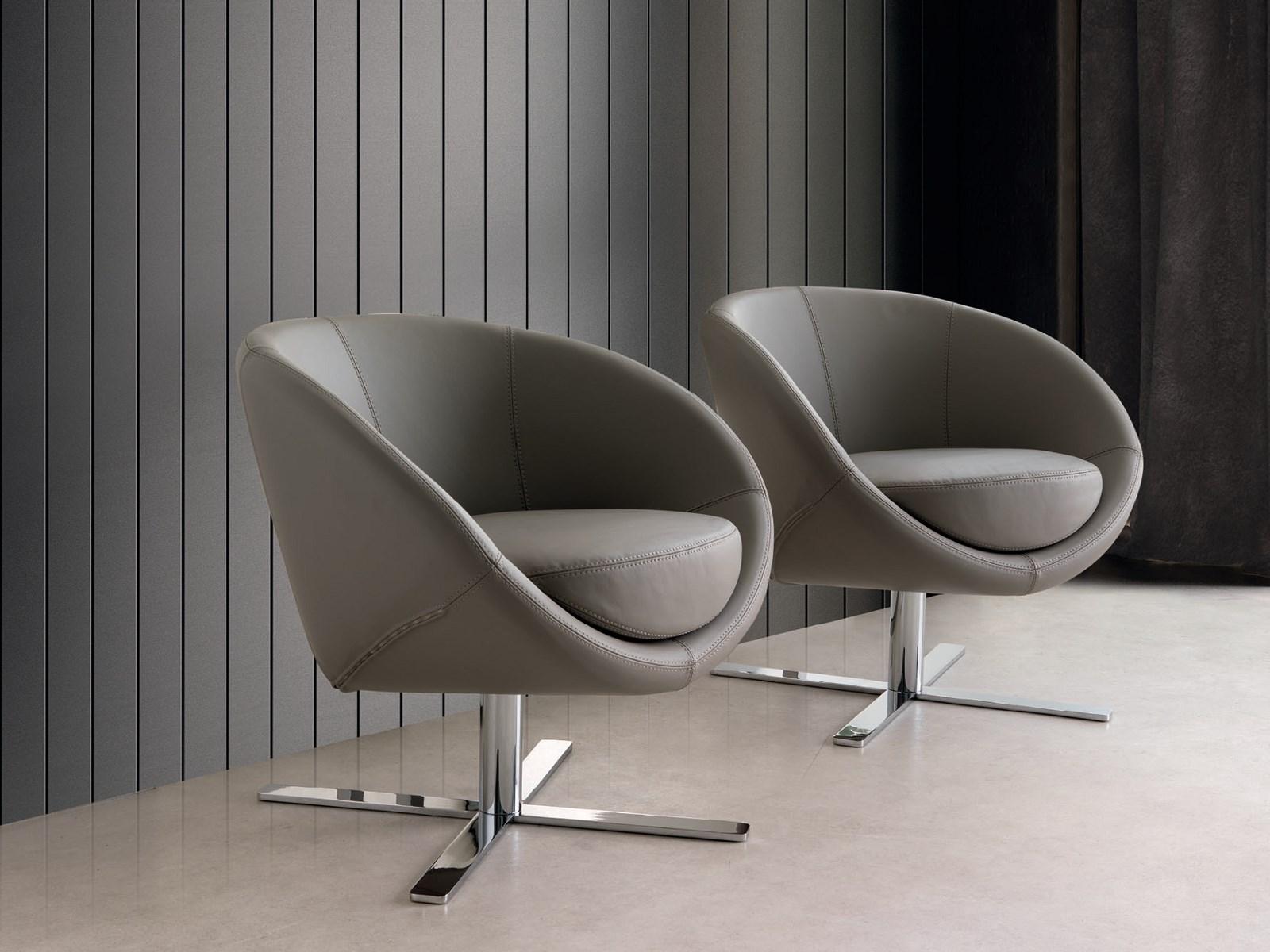 Swivel easy chair with 4-spoke base | Boule by Dema