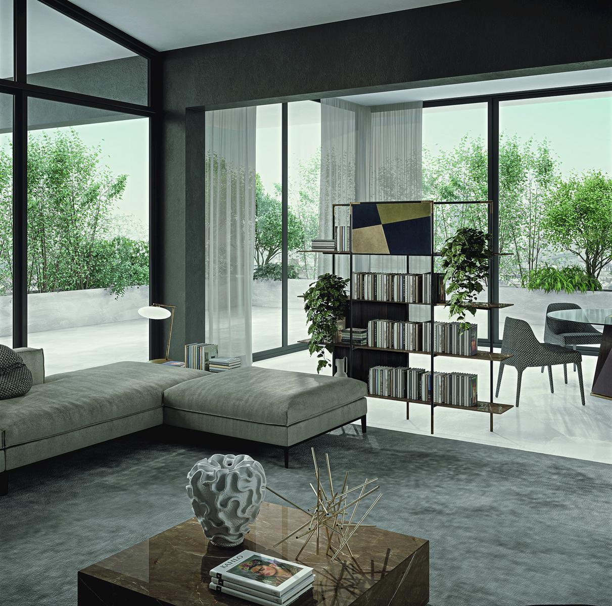 Open freestanding double-sided bookcase | Kevin by Frigerio