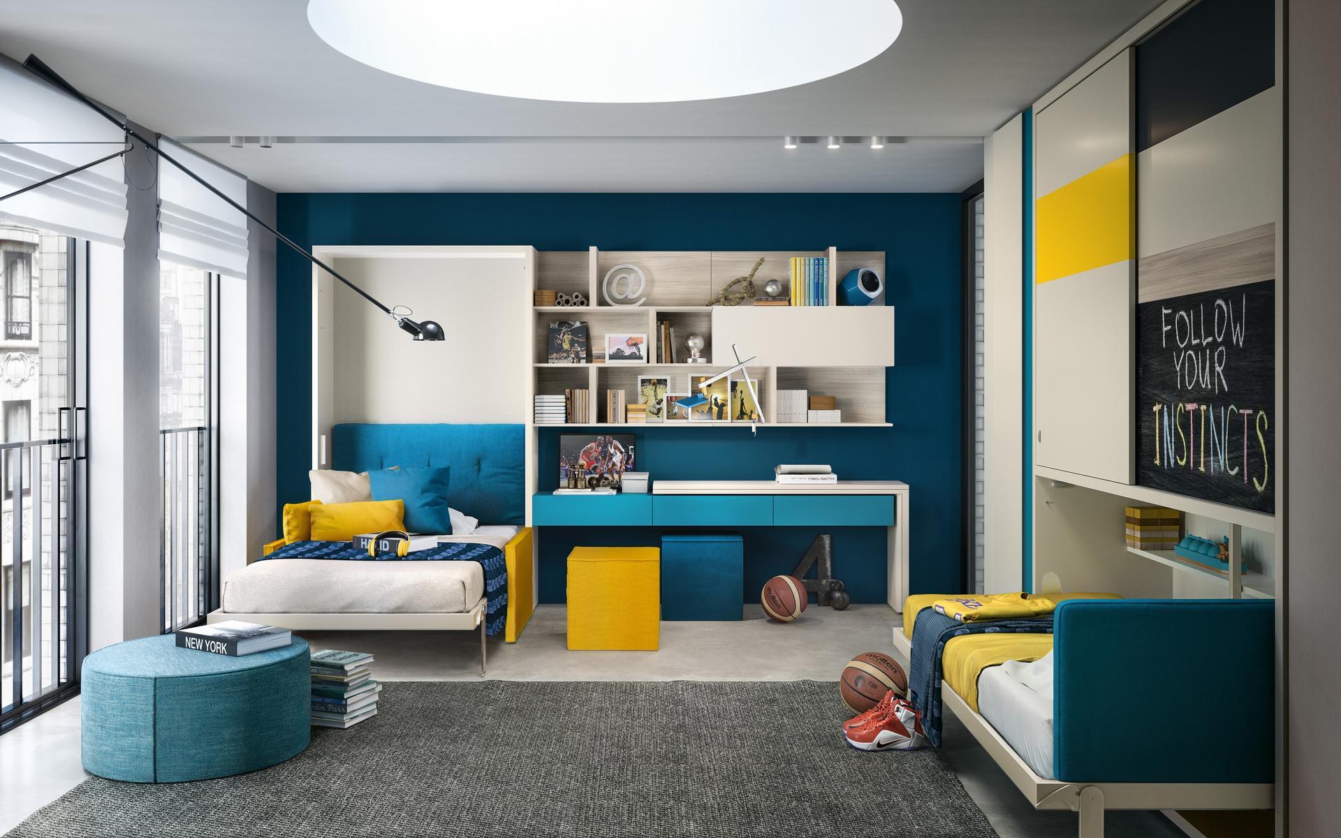 Pull-down melamine-faced chipboard single bed | Kali Ponte Standard by CLEI