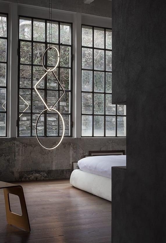 LED powder coated aluminium pendant lamp | Arrangements Square by Flos