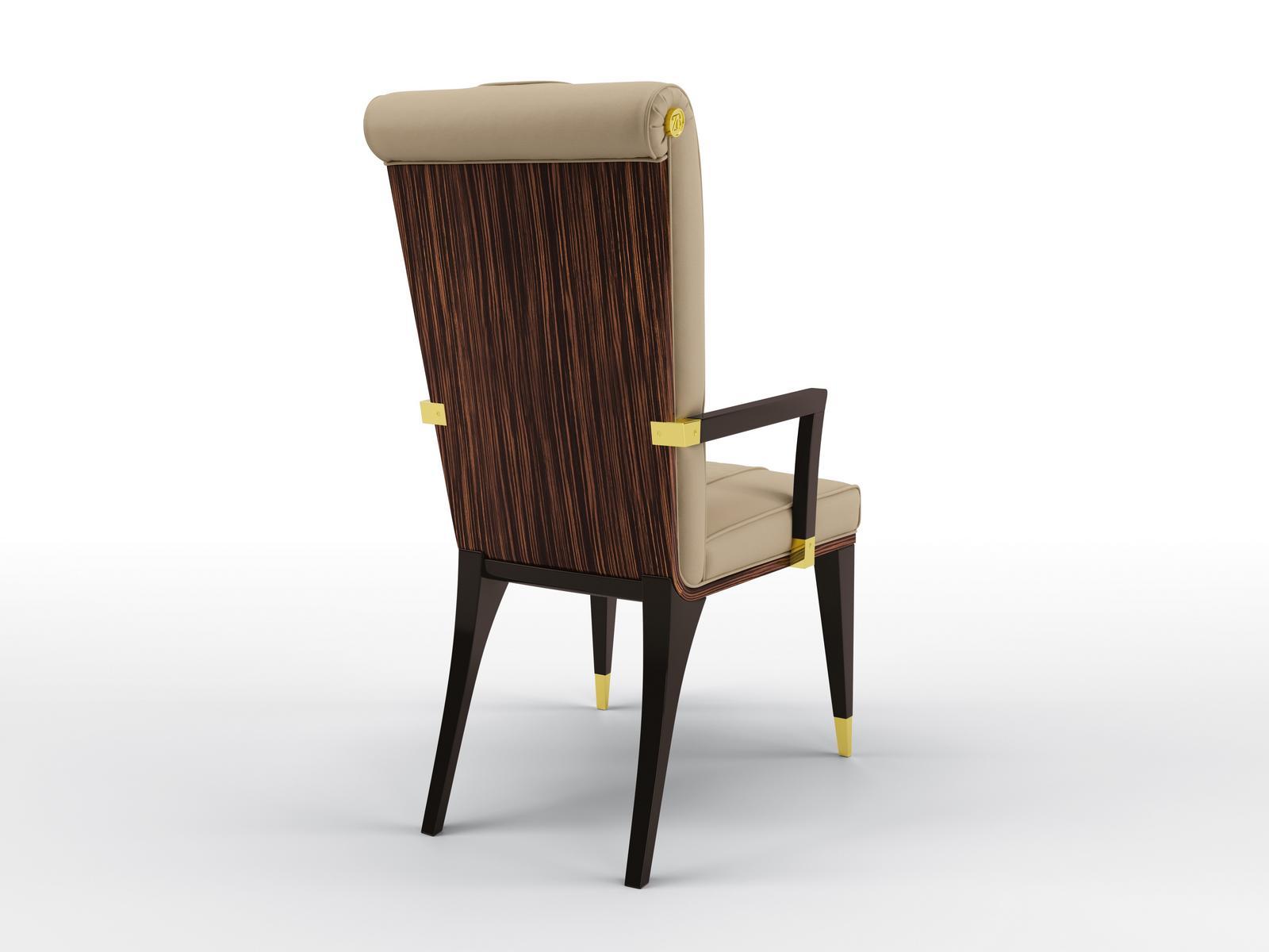 Upholstered leather chair with armrests | Opium by Bruno Zampa