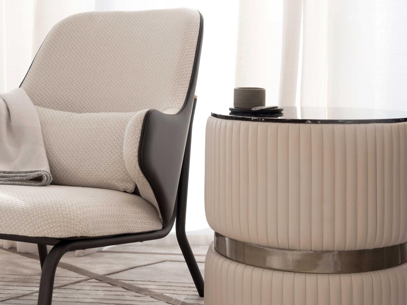 Upholstered fabric armchair with headrest | Diva by Capital Collection
