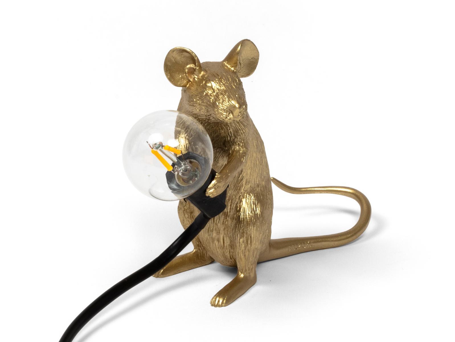 LED resin table lamp | Mouse Lamp Gold - Mac by Seletti