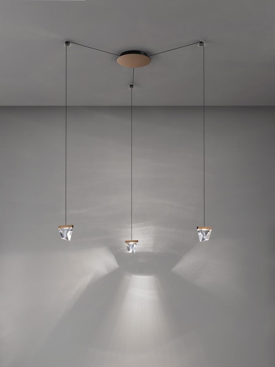 LED crystal pendant lamp | Tripla 3 Spots by Fabbian