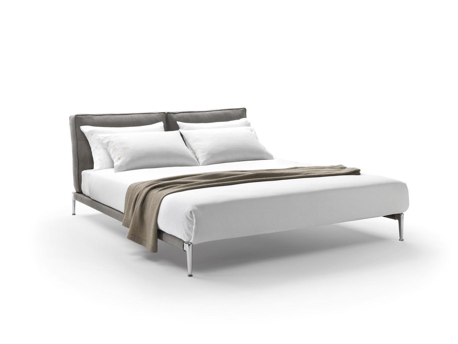 Fabric double bed with upholstered headboard | Adda by Flexform