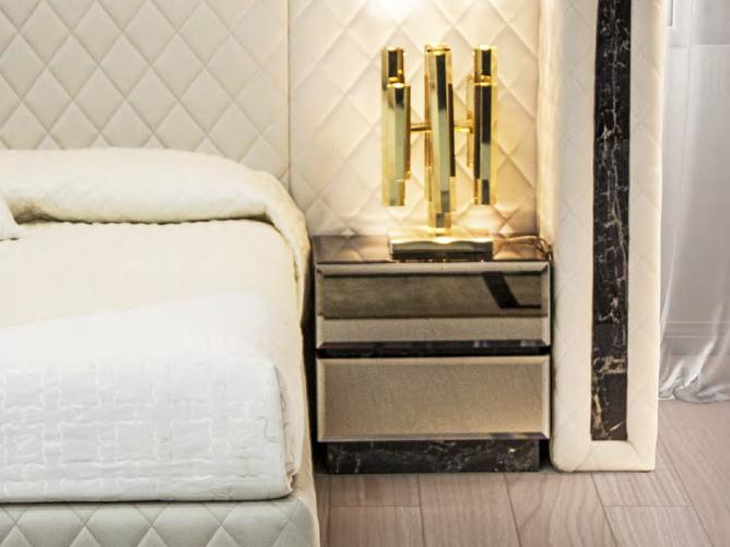 Mirrored glass bedside table with drawers | Royal by Formitalia
