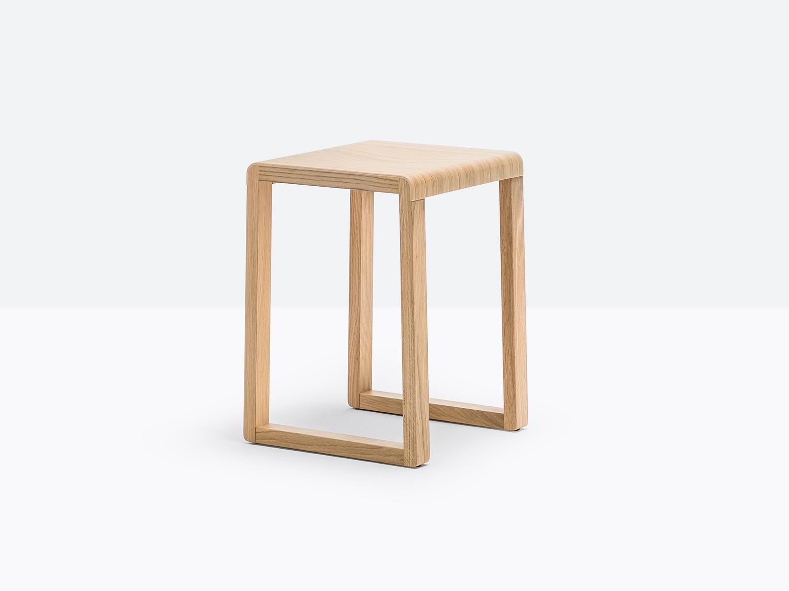 Oak stool with footrest | Brera 383 by Pedrali