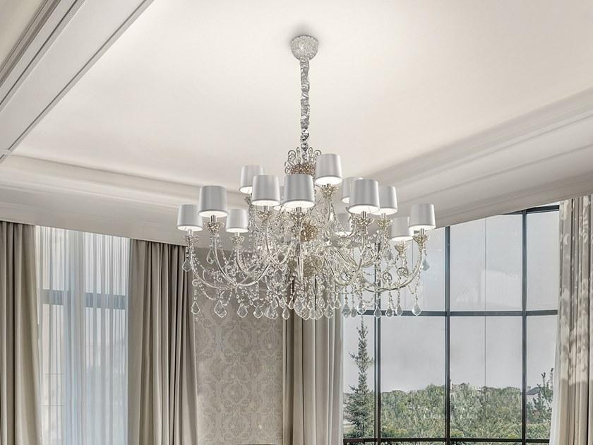 Incandescent metal chandelier with crystals | Imperial 16 by Masiero