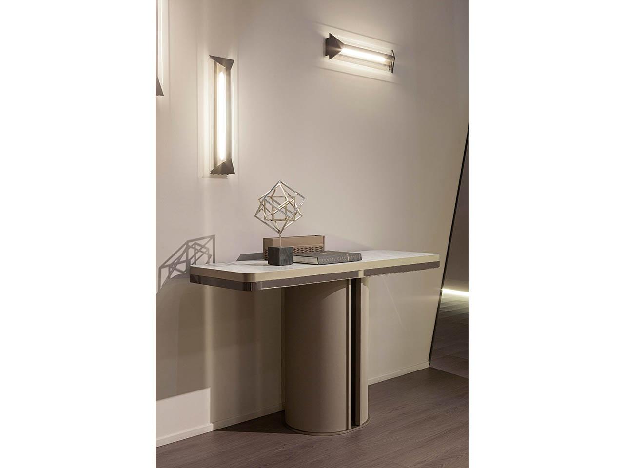 Rectangular marble and leather console table | Zero by Turri