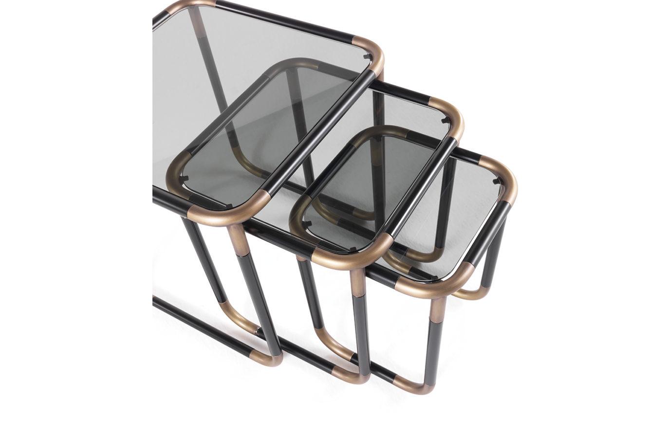 Coffee table in metal and smoky glass | Pigneto by Gianfranco Ferre Home