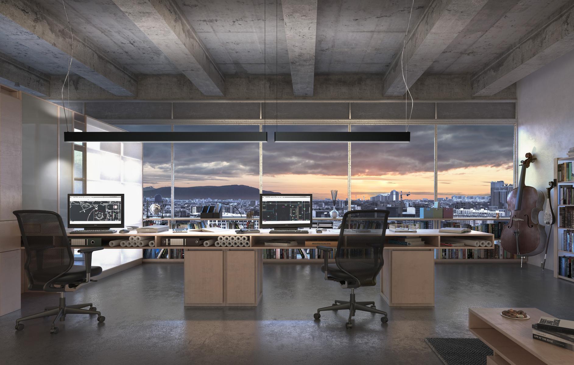 LED direct-indirect light extruded aluminium pendant lamp | Giano by Panzeri