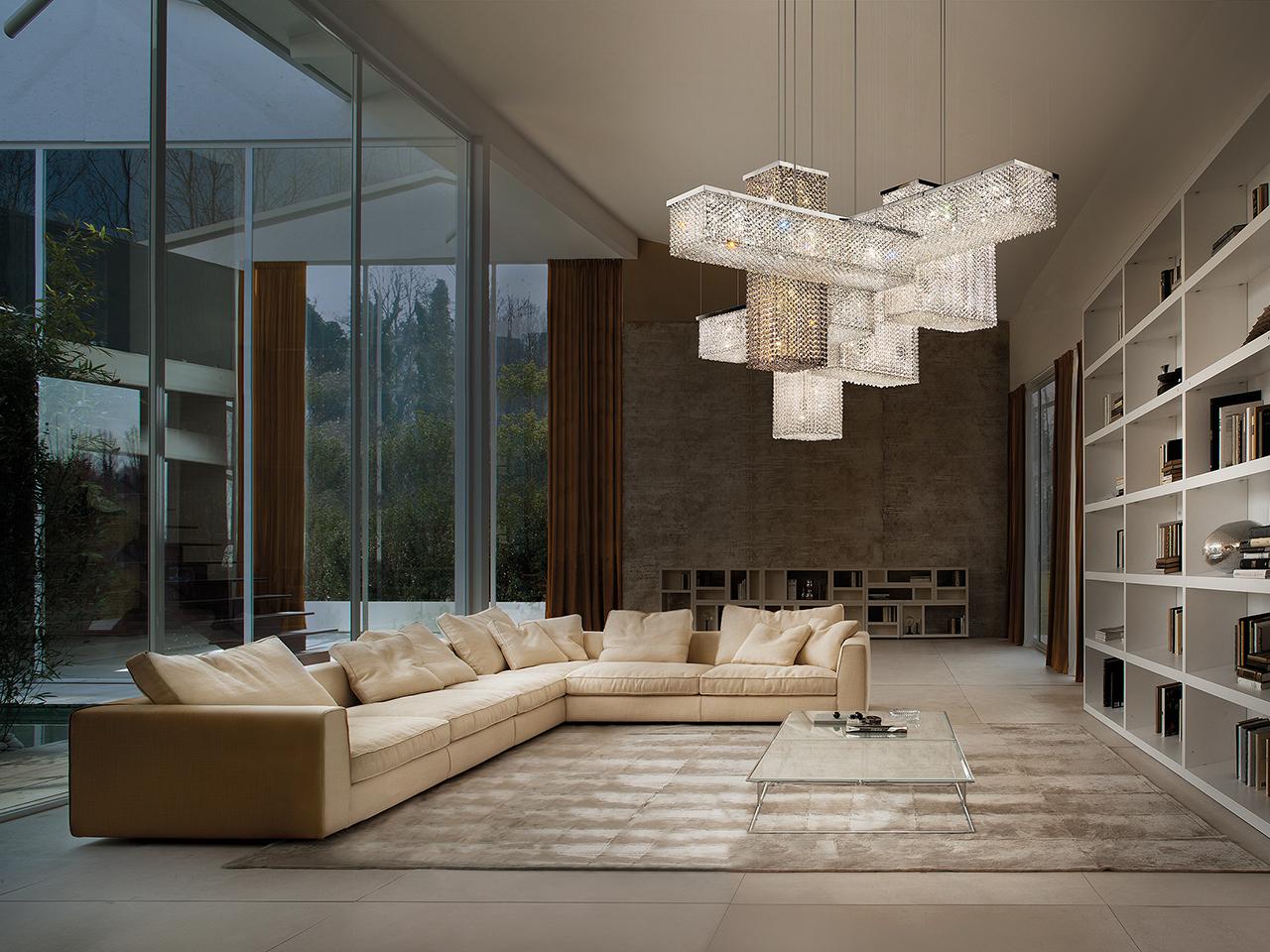 Pendant lamp with crystals | Cubo S175 Sq by Masiero