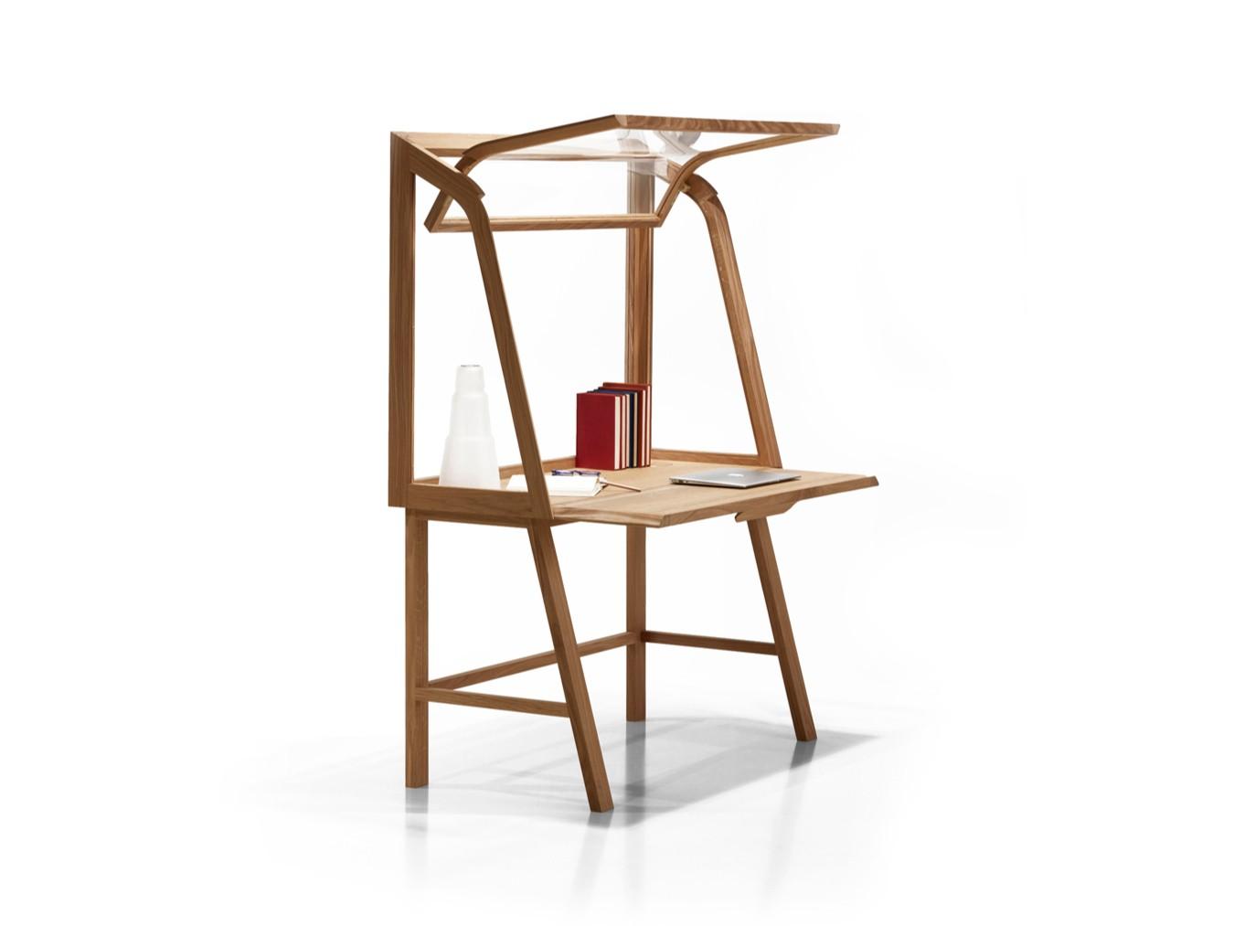 Wooden secretary desk with flap doors | Secretello by Molteni