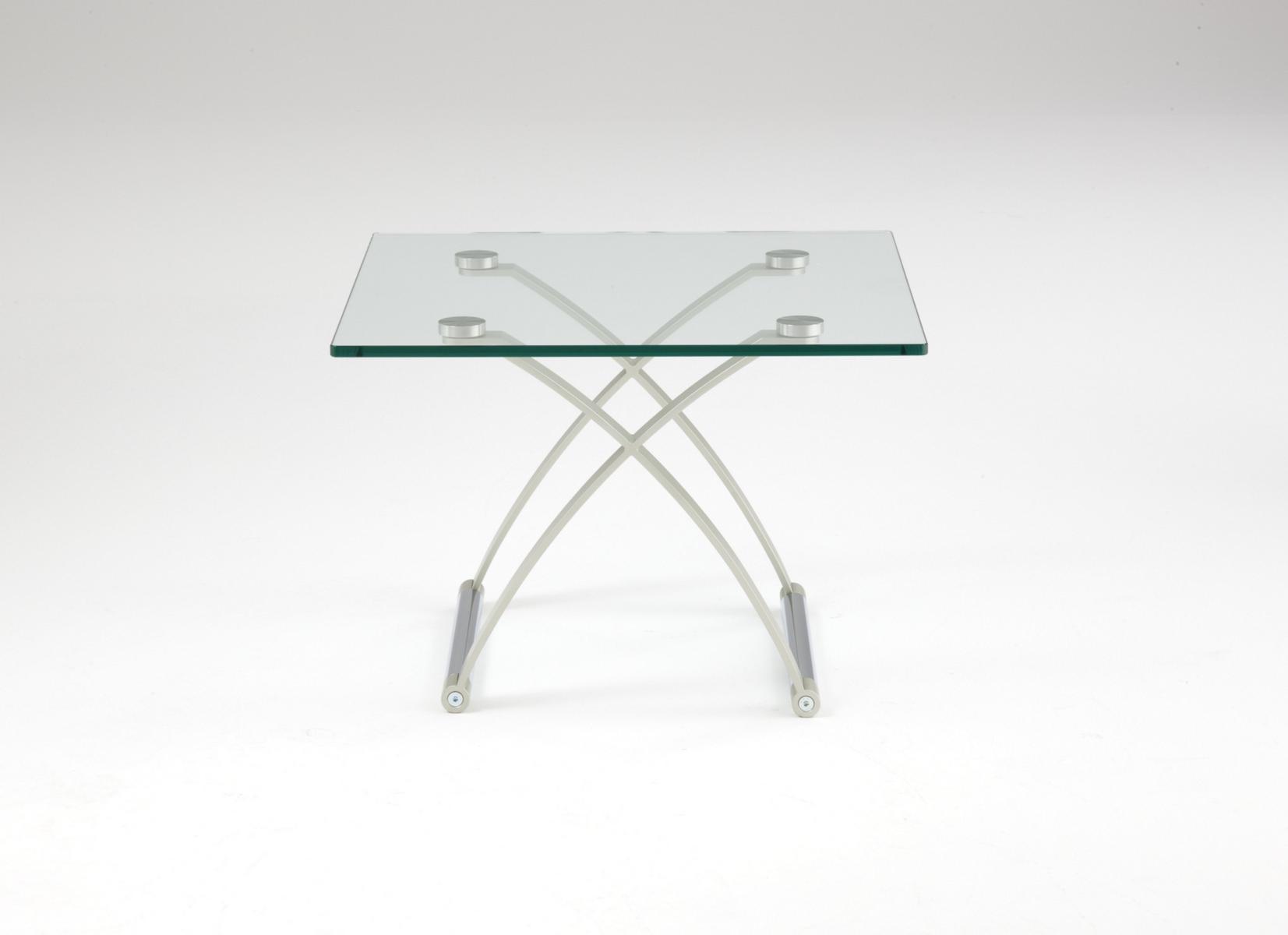 Square glass and steel coffee table | 1150 by Rolf Benz