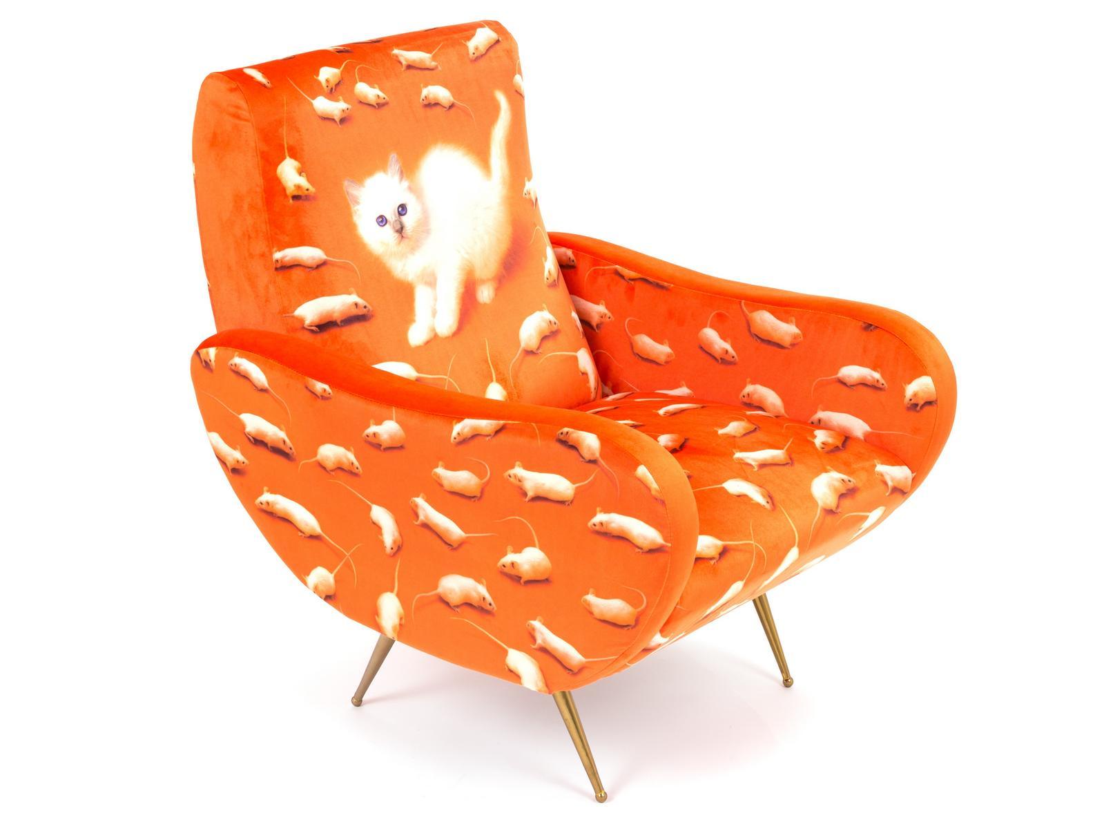 Fabric armchair with armrests | Kitten by Seletti
