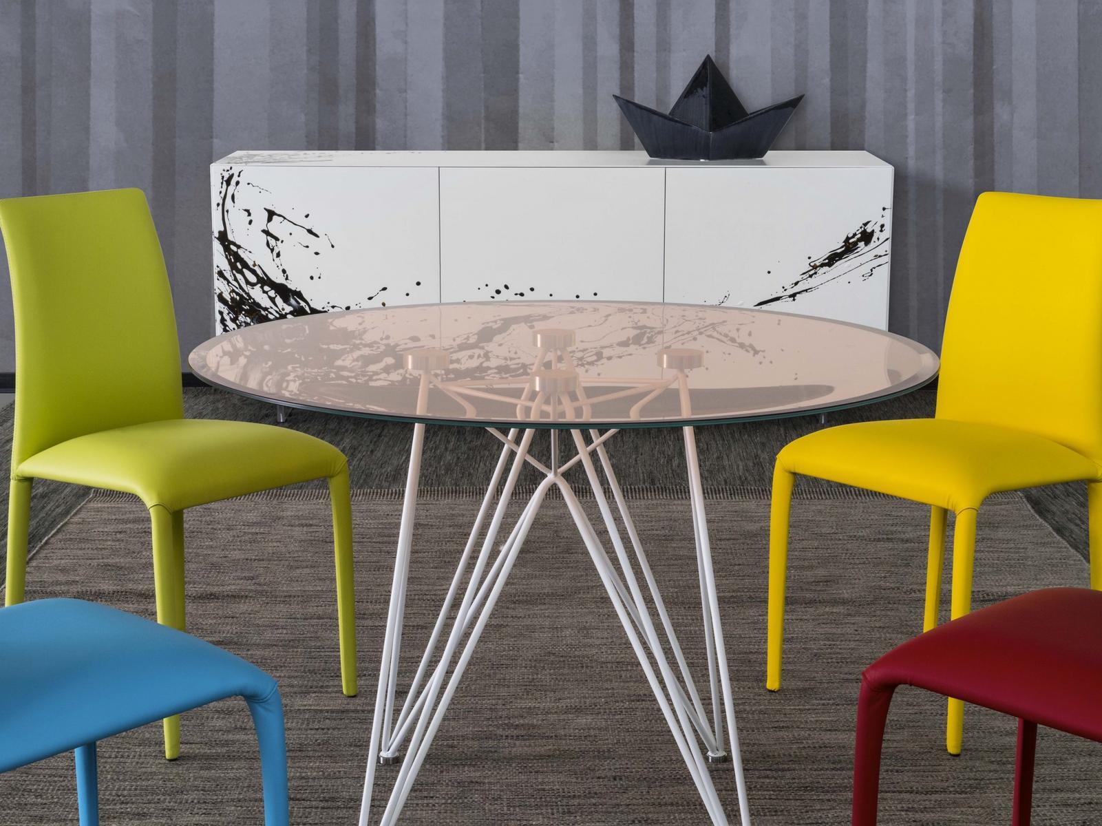 Round tempered glass table | Pegaso by Riflessi