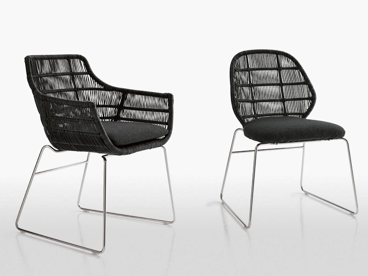 Sled base polyethylene garden chair with armrests | Crinoline by B&B Italia