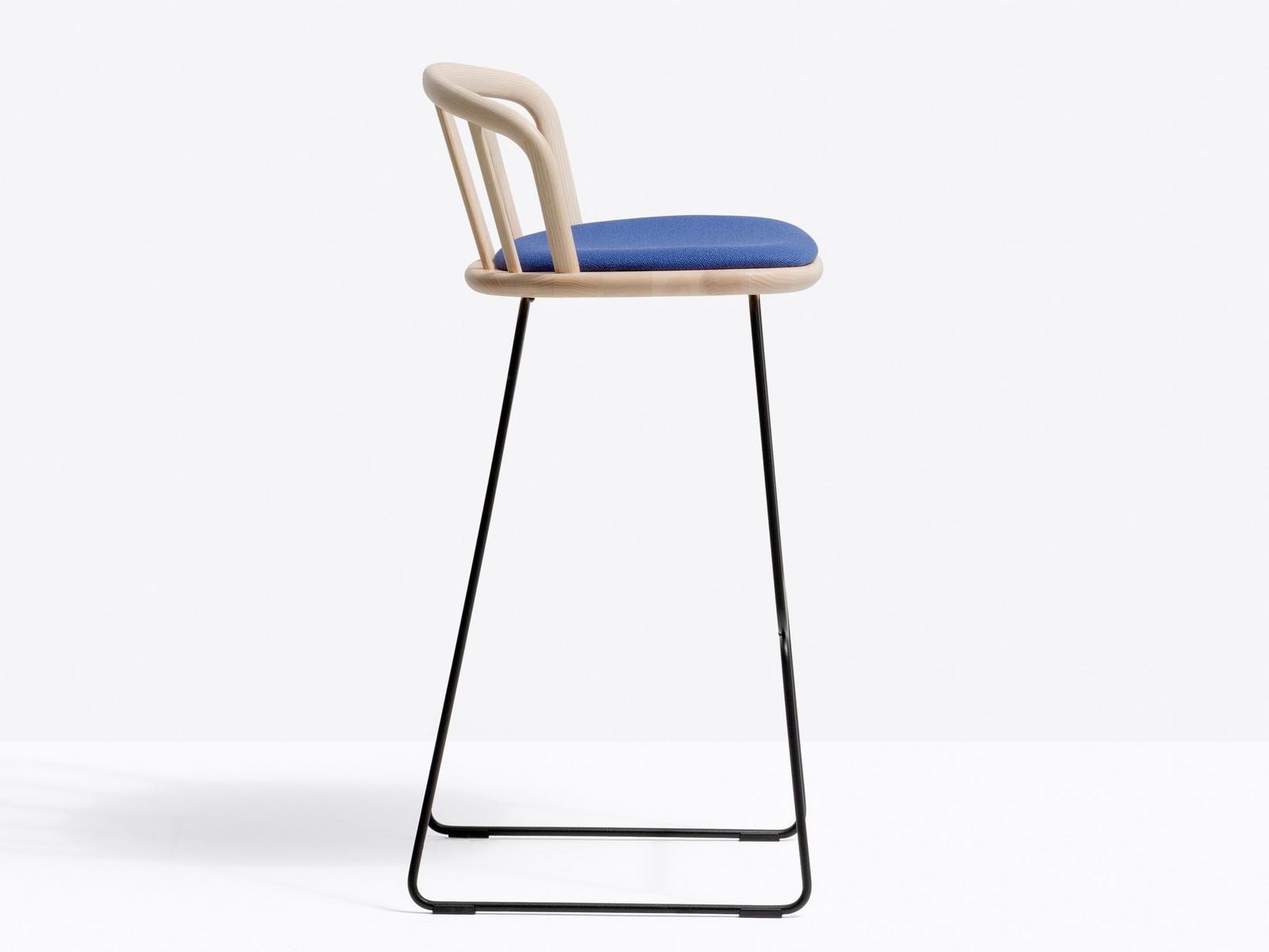 Sled base steel and wood stool | Nym 2859a by Pedrali