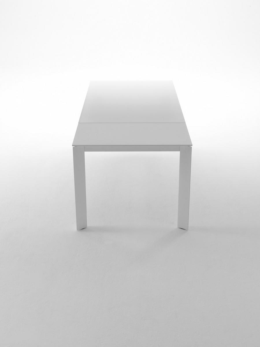 Extending rectangular glass and steel table | Ghedi by Midj