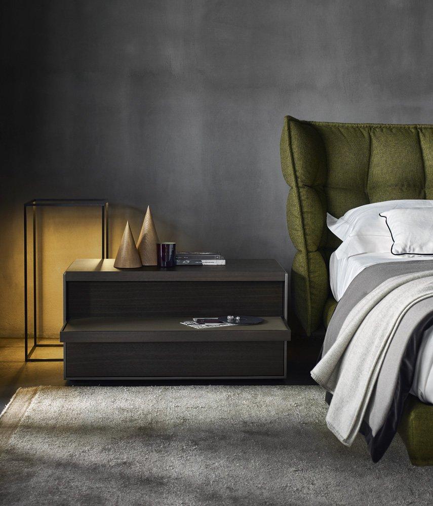 Fabric double bed with upholstered headboard | Husk by B&B Italia