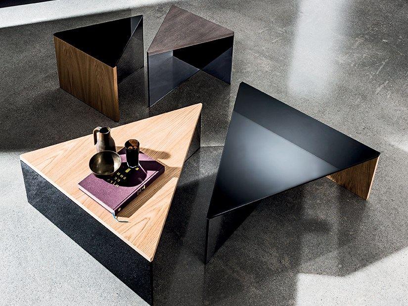 Triangular wood and glass coffee table | Regolo by Sovet