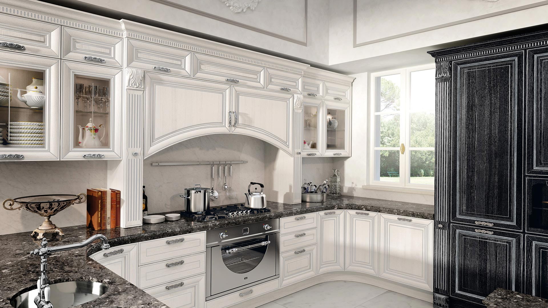 Wood kitchen with handles Lube Cucine Pantheon