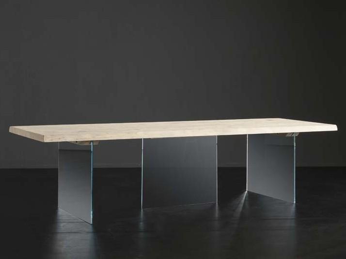 Rectangular wood and glass dining table | Denver + Ice by Altacorte