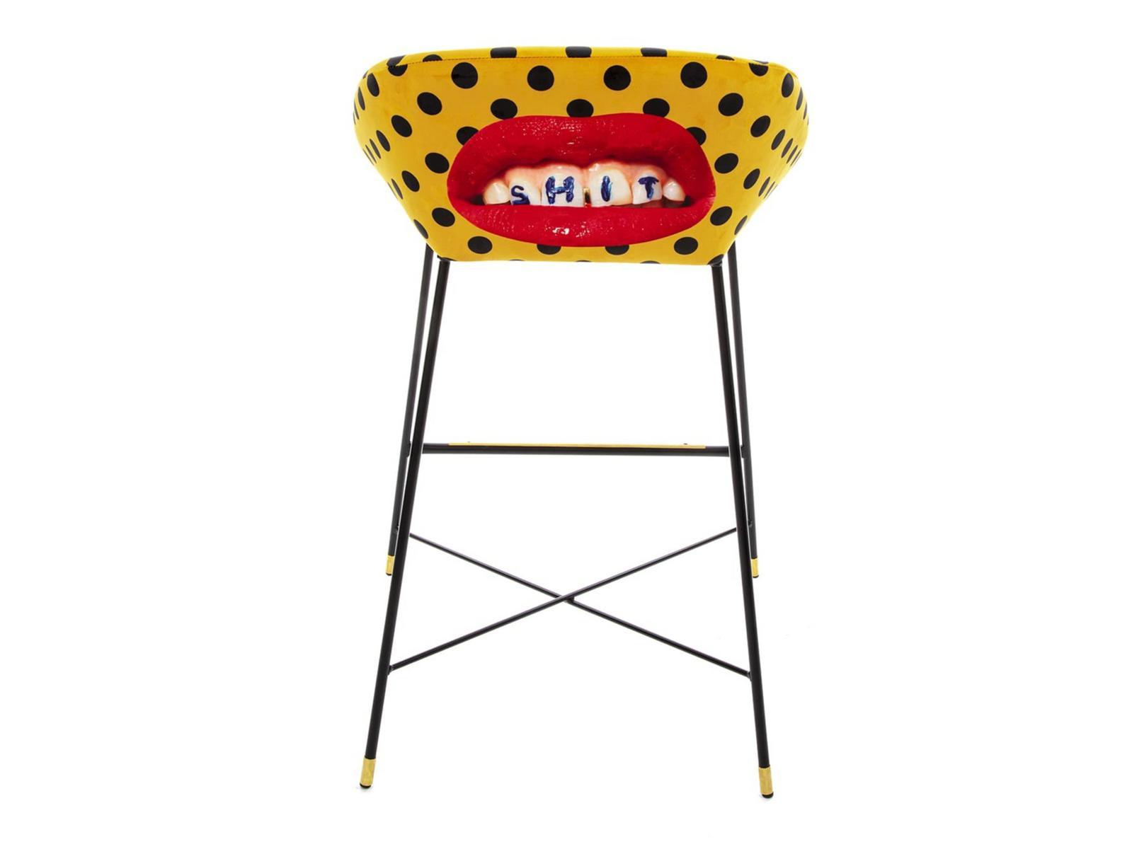 High fabric stool with back | Shit by Seletti