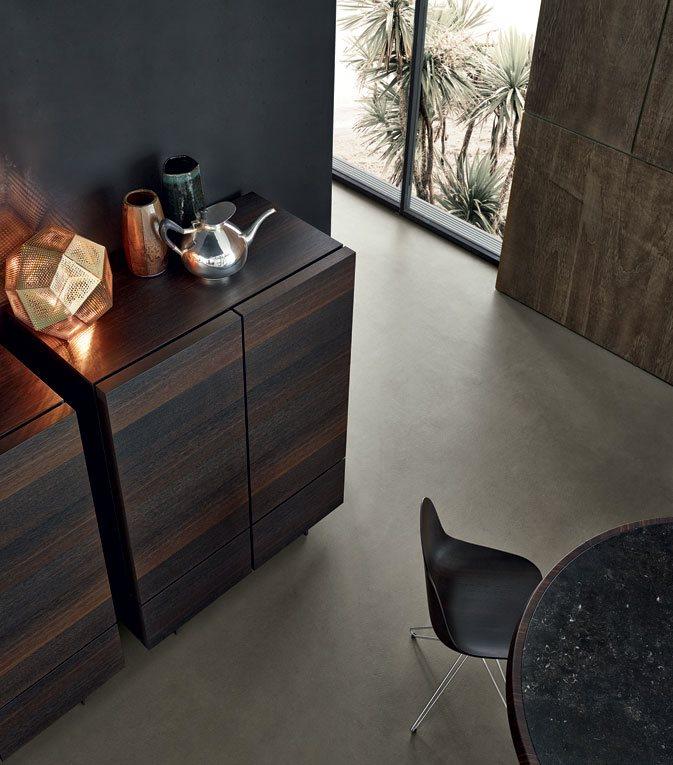 Wood veneer highboard with doors | Pandora by Poliform