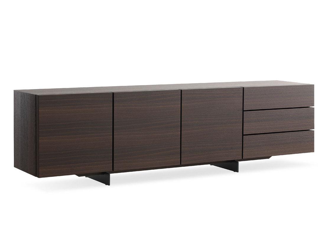 Wood veneer sideboard with doors | Pandora by Poliform
