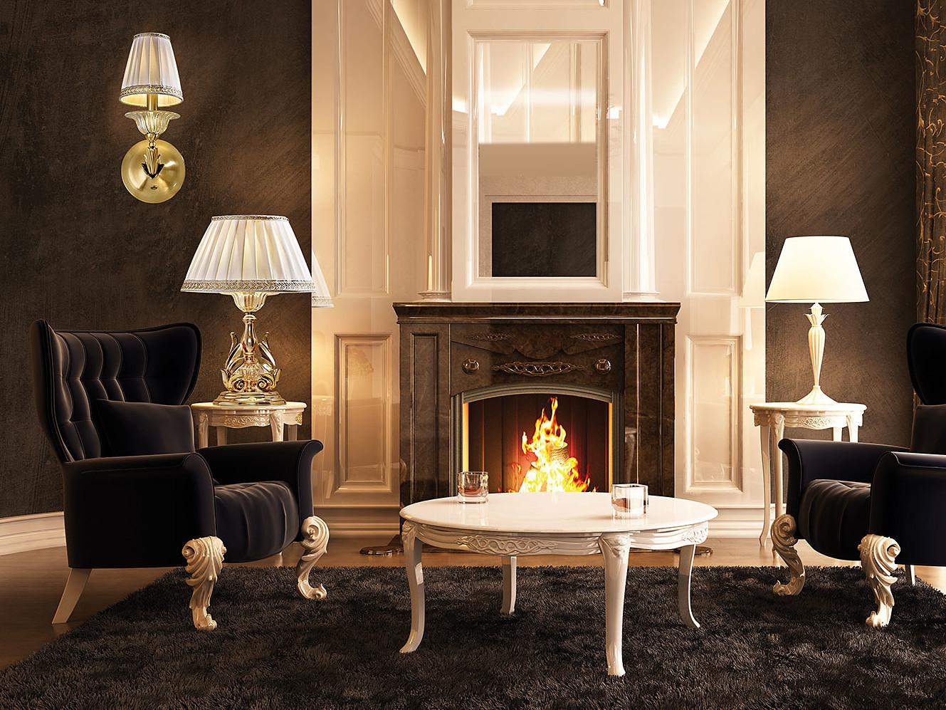 Shaded gold plated table lamp with crystal and shade | Lucilla 550/lg by Possoni Illuminazione