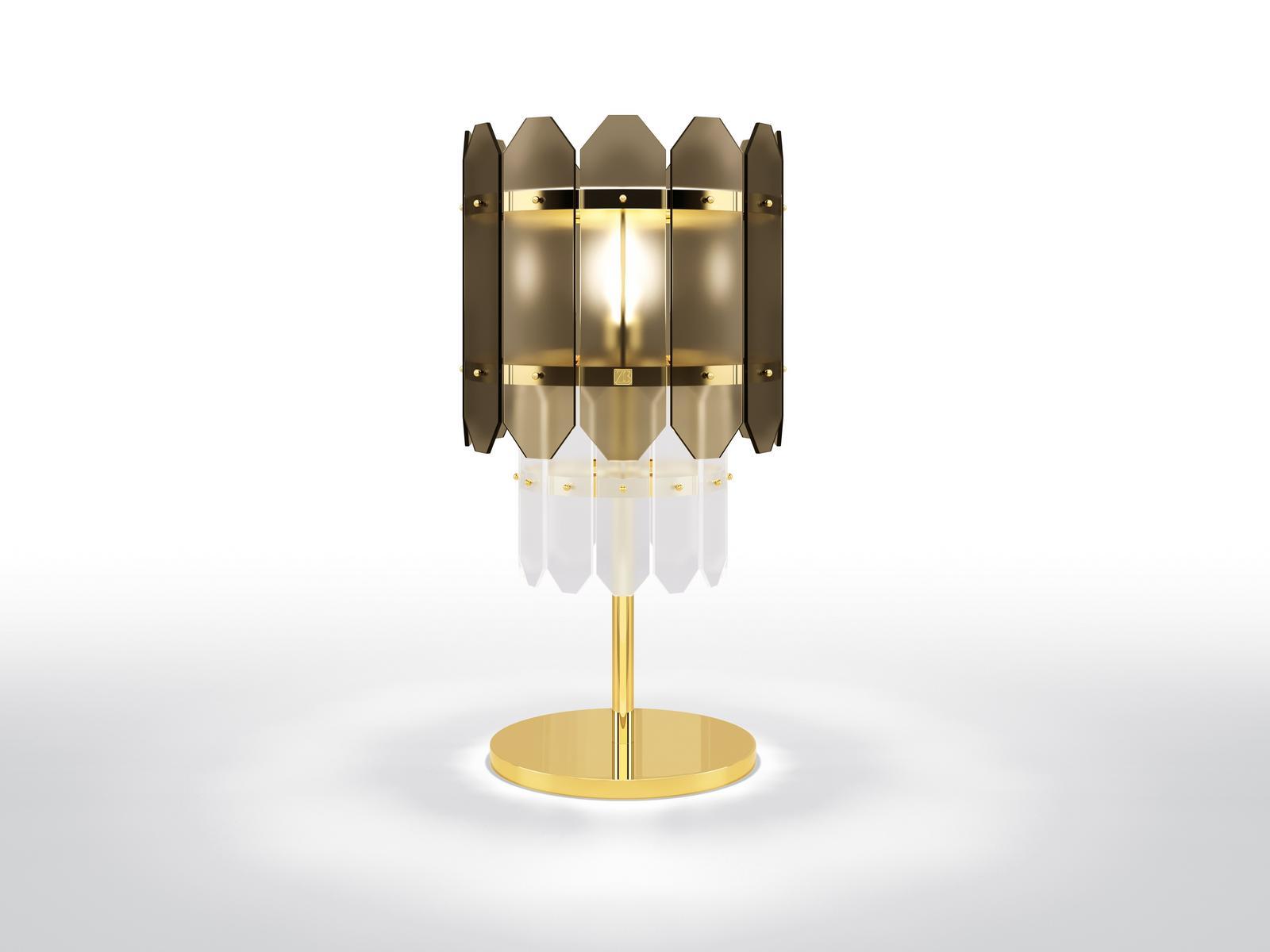 Metal table lamp and glass shade | Twin by Bruno Zampa