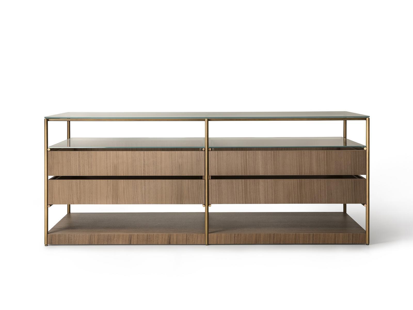 Wood and glass chest of drawers | Areia by Lema