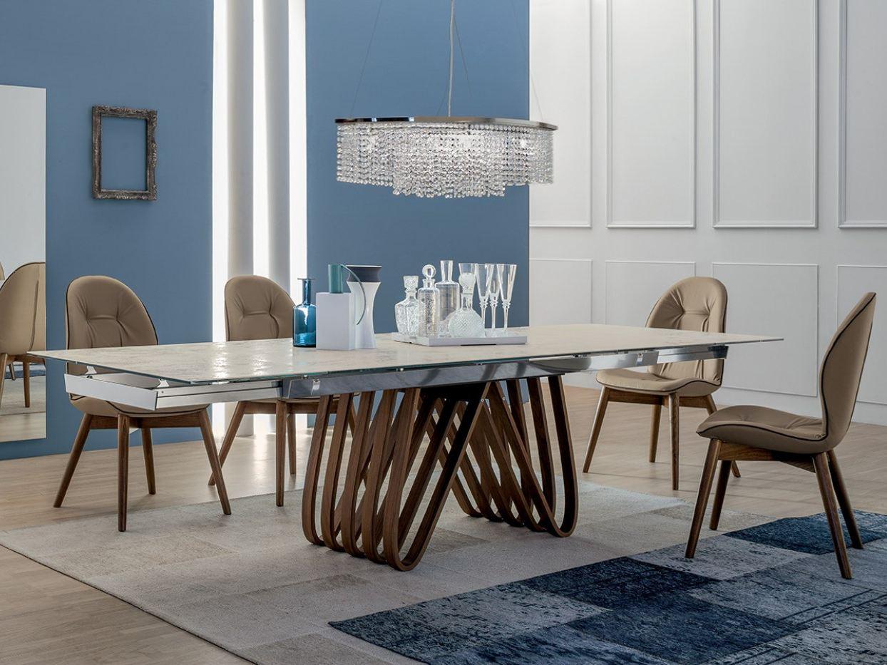 Rectangular wood and glass living room table | Arpa by Tonin Casa