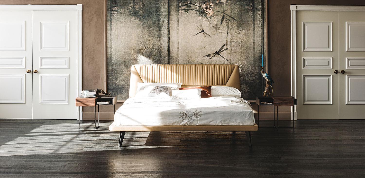 Metal bed with upholstered headboard | Amadeus by Cattelan Italia