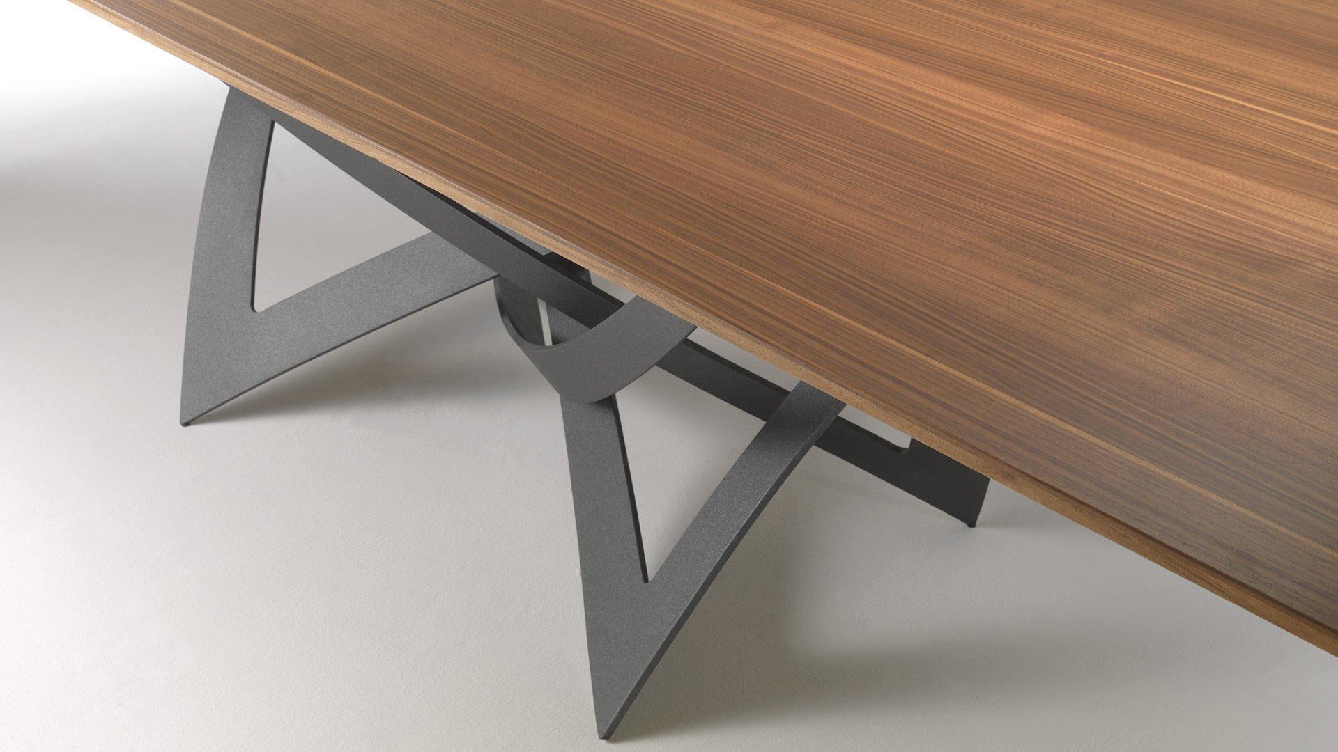 Rectangular stainless steel and wood dining table | Infinito by Reflex