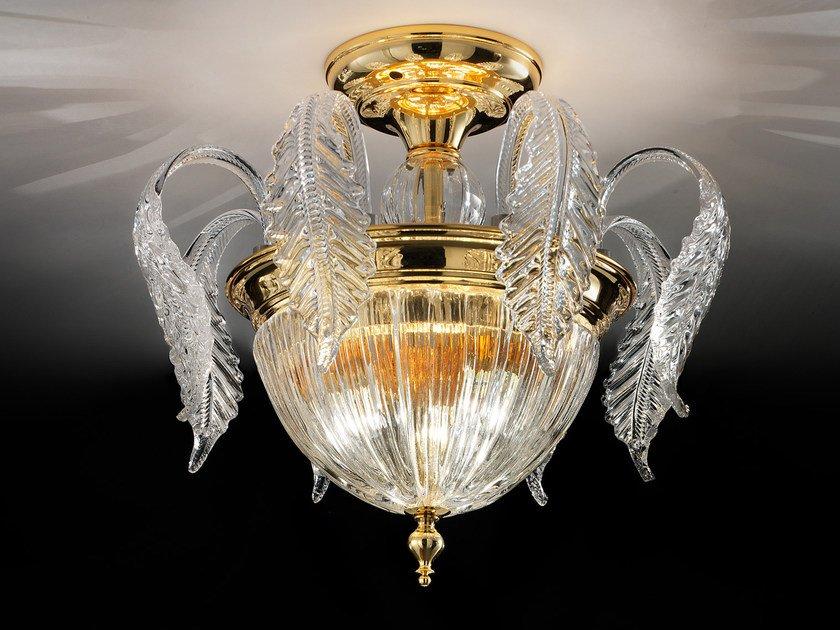 Incandescent blown glass ceiling lamp with crystals | Glass Ve 886 Pl3 by Masiero