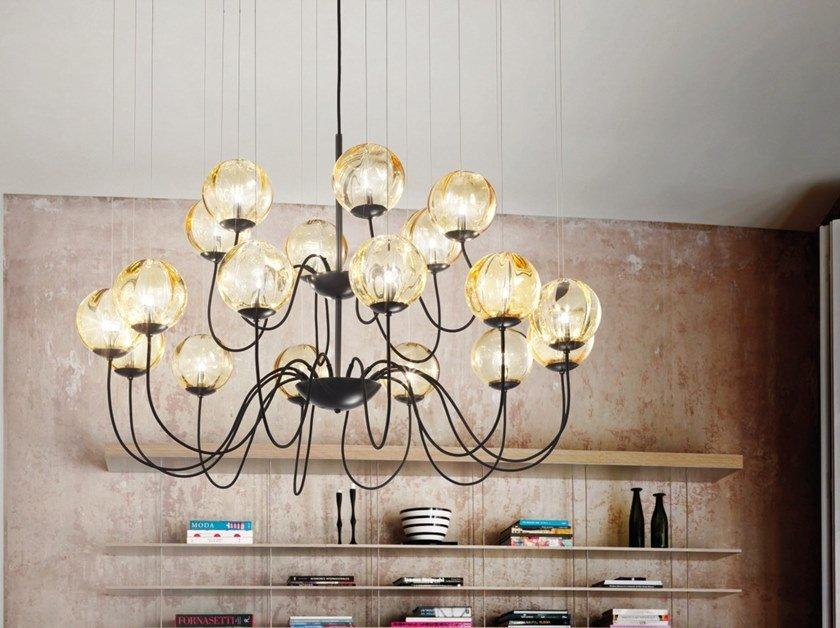 Direct light blown glass pendant lamp | Puppet Sp 18p by Vistosi