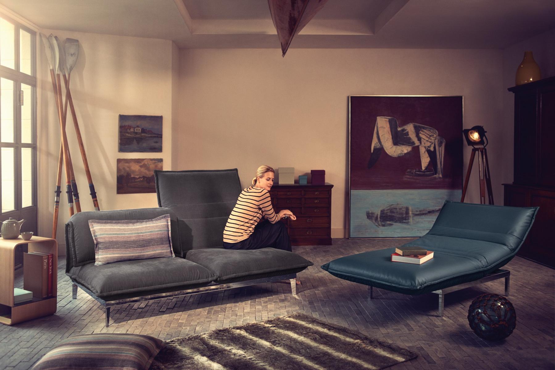 Leather Chaise longue | 340 Nova by Rolf Benz