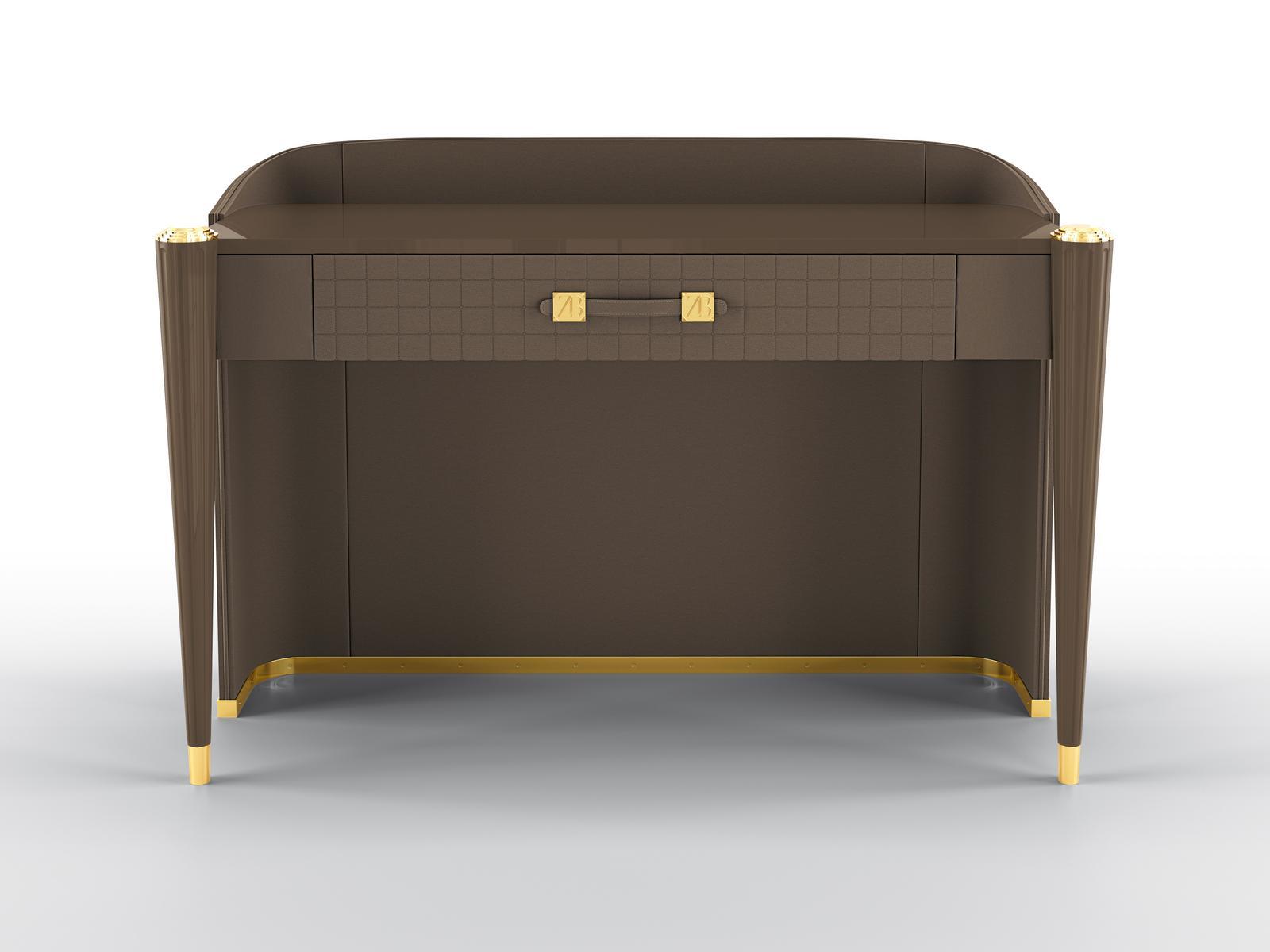 Rectangular console table covered in leather with drawer | Kimberly by Bruno Zampa
